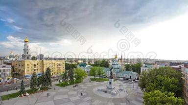哈尔科夫市中心<strong>宪法</strong>广场的鸟瞰图。
